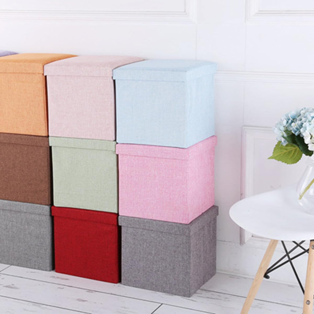 Garneck Folding Cloth Storage Stool Sky-Blue Multifunctional Footstool with High Bearing Capacity and Household Sundries Organizer for Playroom Nursery Closet Seating and Storage