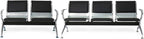 Peach Tree Reception Chairs Waiting Room Chair with Black Leather, Lobby Chairs for Reception Room, Office, Airport Reception Bench (5 Seat, Black)