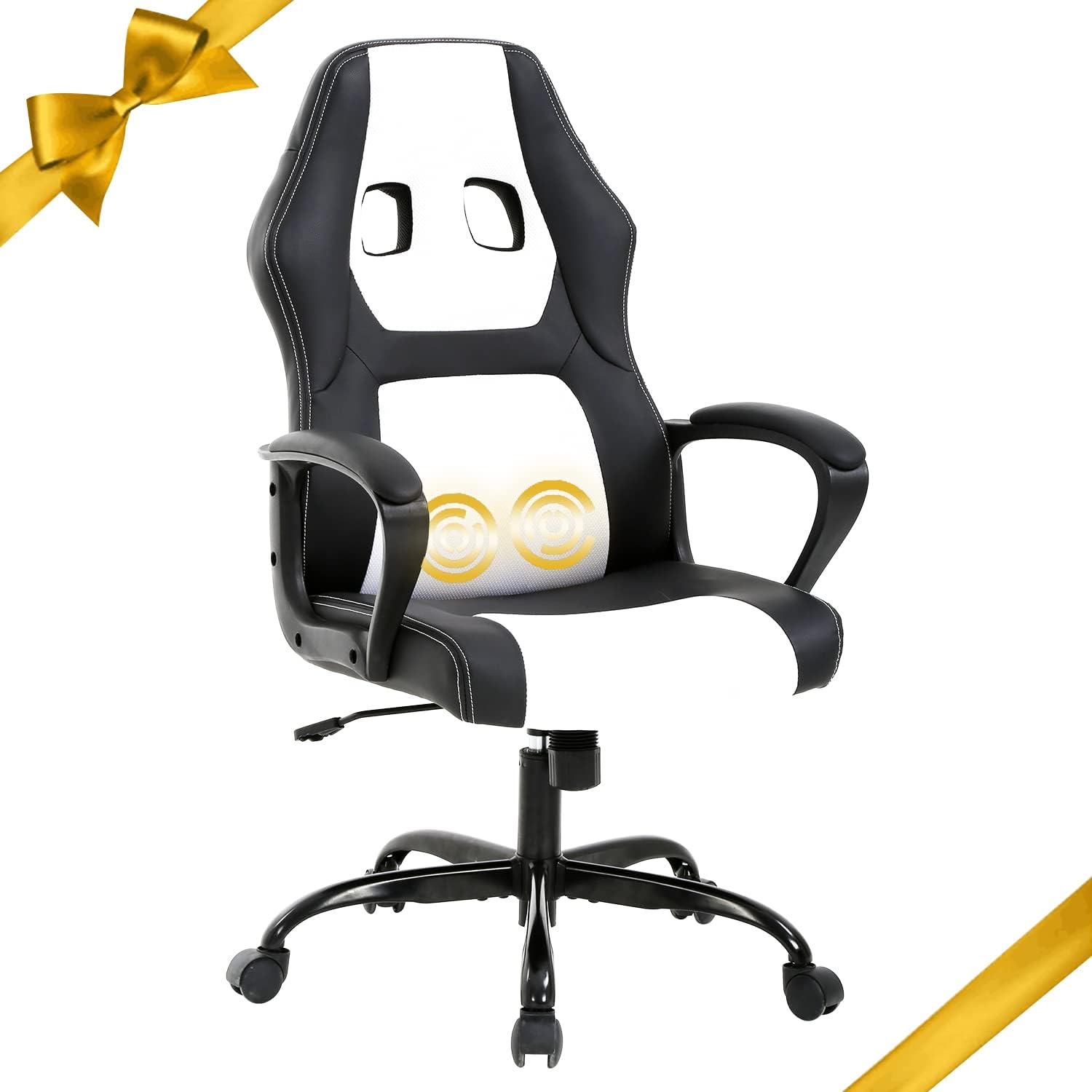 Gaming Chair Ergonomic Office Chair, High Back Racing Desk Chair with Lumbar Support Armrest, Adjustable Massage Reclining Computer Chair PU Leather Executive Task Rolling Swivel Chair for Adults
