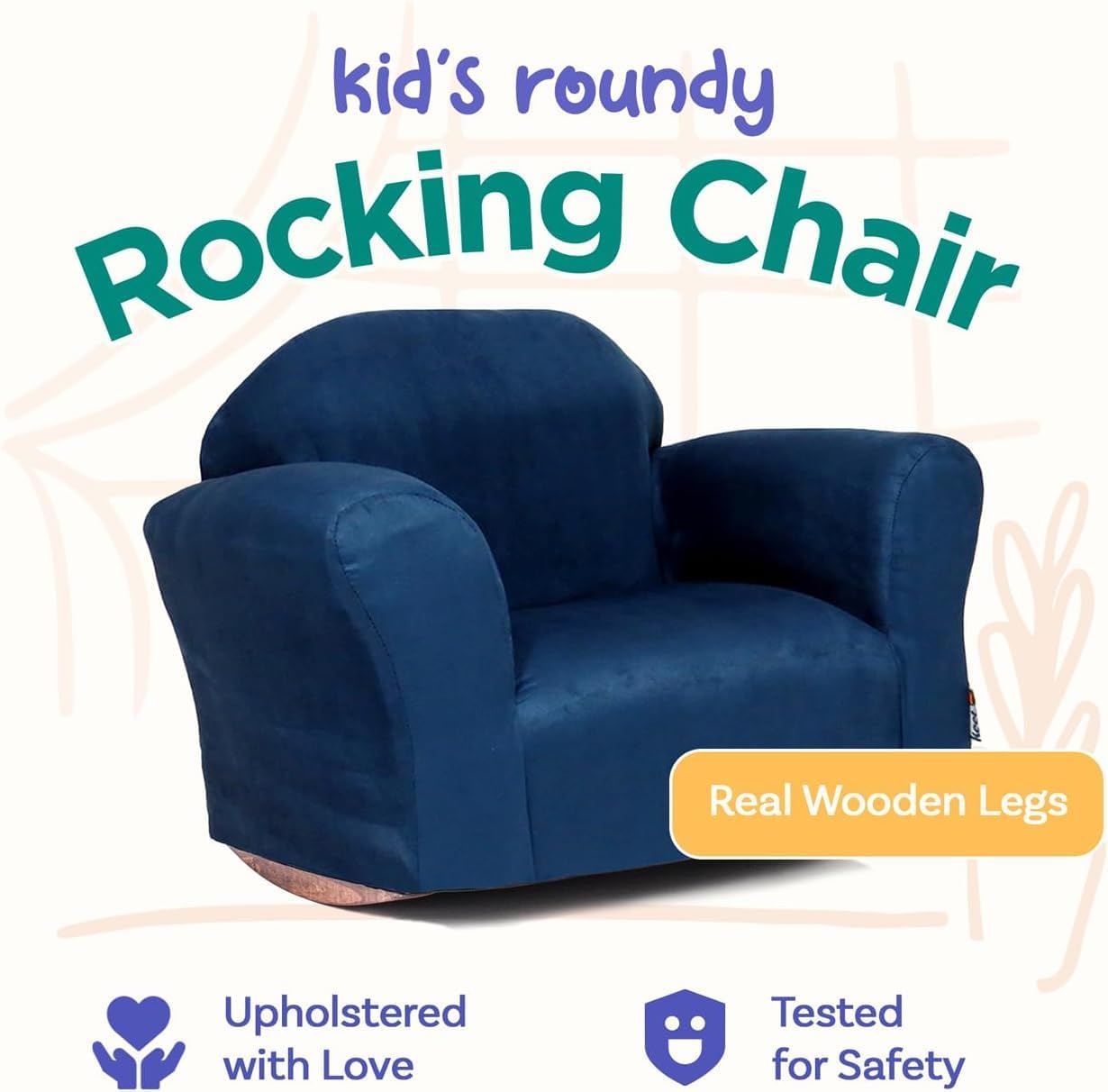 Keet Rocking Chair for Toddlers, Soft Microsuede Upholstery, Wooden Rocker Base, Durable & Comfortable Design for Kids Ages 2–5, Fully Assembled, Easy to Clean, Perfect for Bedrooms & Playrooms.