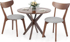 NAFORT Round Dining Table Set for 2, Mid-Century Modern Table and Chairs, Wood Kitchen Table w/Cushioned Chairs, Compact 3 Piece Dinette Set for Office, Bistro, Small Spaces, Kitchen, Restaurant