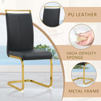 gopop Dining Chairs Set of 2, Faux Leather Dining Chairs with Plated Chrome Metal Frame, Modern Kitchen Chairs Set with Padded Seat High Back for Dining Room, Kitchen Room, Living Room.