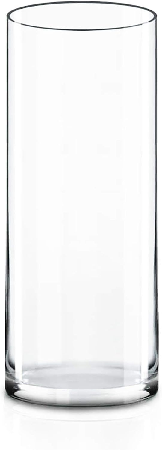 CYS Excel Glass Cylinder Vase (H:14" D:5") | Multiple Size Choices Glass Flower Vase Centerpieces | Hurricane Floating Candle Holder Vase