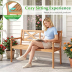Solid Acacia Wood Outdoor Chair Armrests Backrest 44in Seat 800lb Capacity Backyard