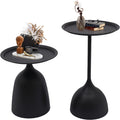 Modern Round Side Table Set of 2, 11 Inch End Table Set, Nesting Round Tables, Round Coffee Table, Minimalist Accent Tables for for The Living Room, Bedroom, Balcony (Matte Black)