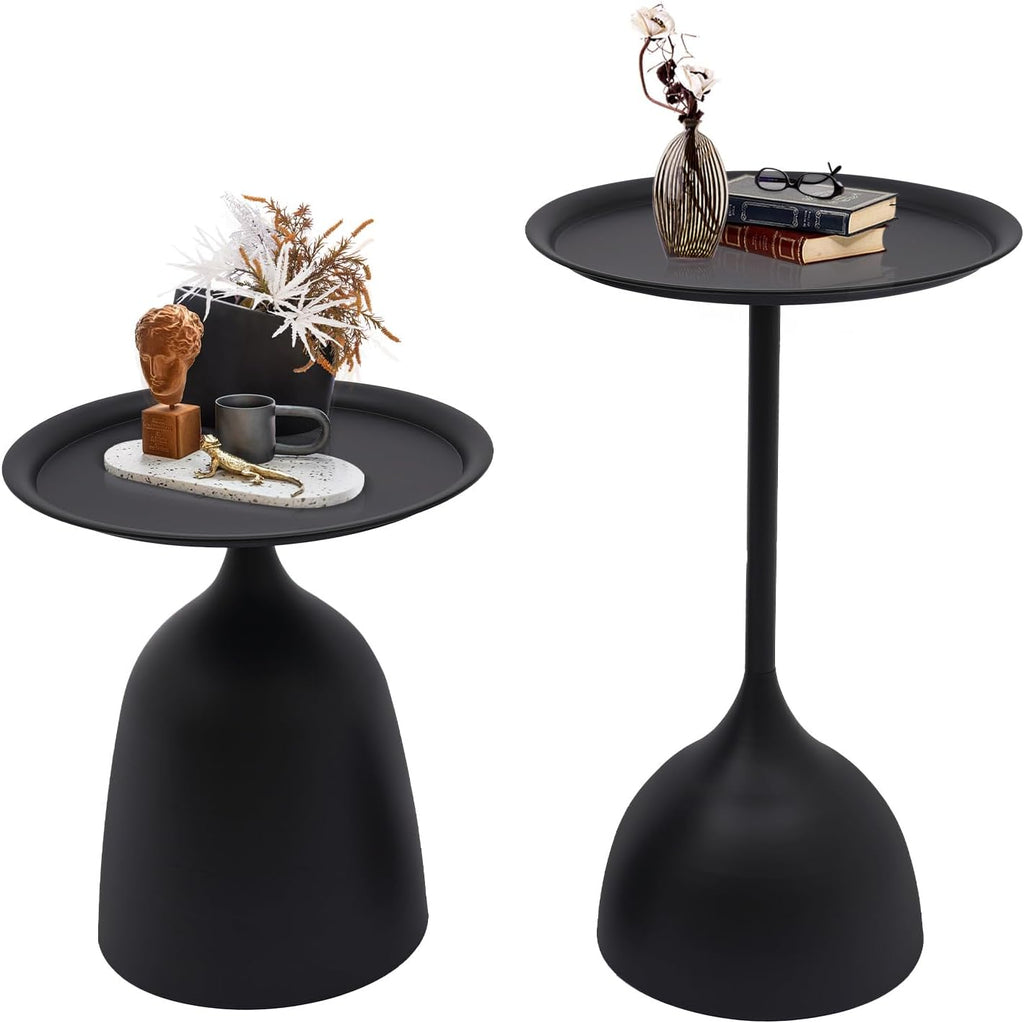 2Pcs Nesting Tables, Round Nesting Side Tables Modern End Tables Loading Bearing 8.82Lbs Metal End Table Nesting Coffee Table Metal Accent Tables for Living Room Bedroom Balcony (Matte Black)