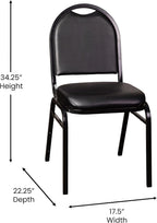 Flash Furniture HERCULES Commercial Grade 500 LB. Capacity Dome Back Stack Chair - Black Vinyl Upholstery - Black Metal Frame - Built-In Handle