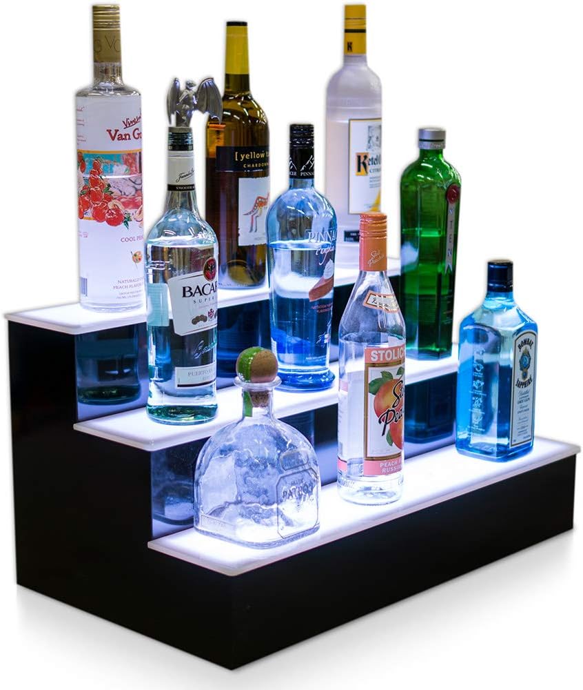 24" 3 Tier LED Lighted Liquor Bottle Display Shelving