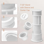 US105 Umbrella Stand with Sleeve and Center Cap, 7 1/2" Stand with Sleeve, for Umbrellas, Volleyball Poles and Tiki Torches, 1 1/2" - 1 3/4" Hole Can be Installed on Floor, Step or Deck - White