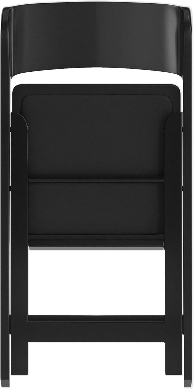 Flash Furniture Hercules Tucker Commercial Black Resin Folding Chair - Lightweight, Vinyl Padded Removable Seat, Indoor Outdoor Use, Event & Wedding Ready