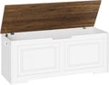CHOEZON Storage Bench, 47.2" Large Capacity Toy Chest, Farmhouse Storage Trunk with Soft Close Hinge, Wooden Storage Box for Entryway, Living Room, Bedroom, White and Walnut MCW25WL