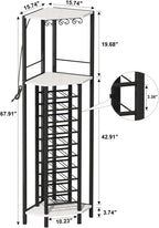 Homeiju Corner Wine Rack with Glass Holder and Led Strip Light, Corner Bar Wine Racks Freestanding Floor, Industrial Corner Bar Cabinet for Kitchen, Dining Room, Living Room or Cellar