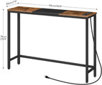 HOOBRO Narrow Console Table with Power Outlets, 44.9 Inches Sofa Table, Slim Behind Couch Table, Entryway Table with Display Shelf, for Living Room, Foyer, Hallway, Rustic Brown and Black BF114UXG01