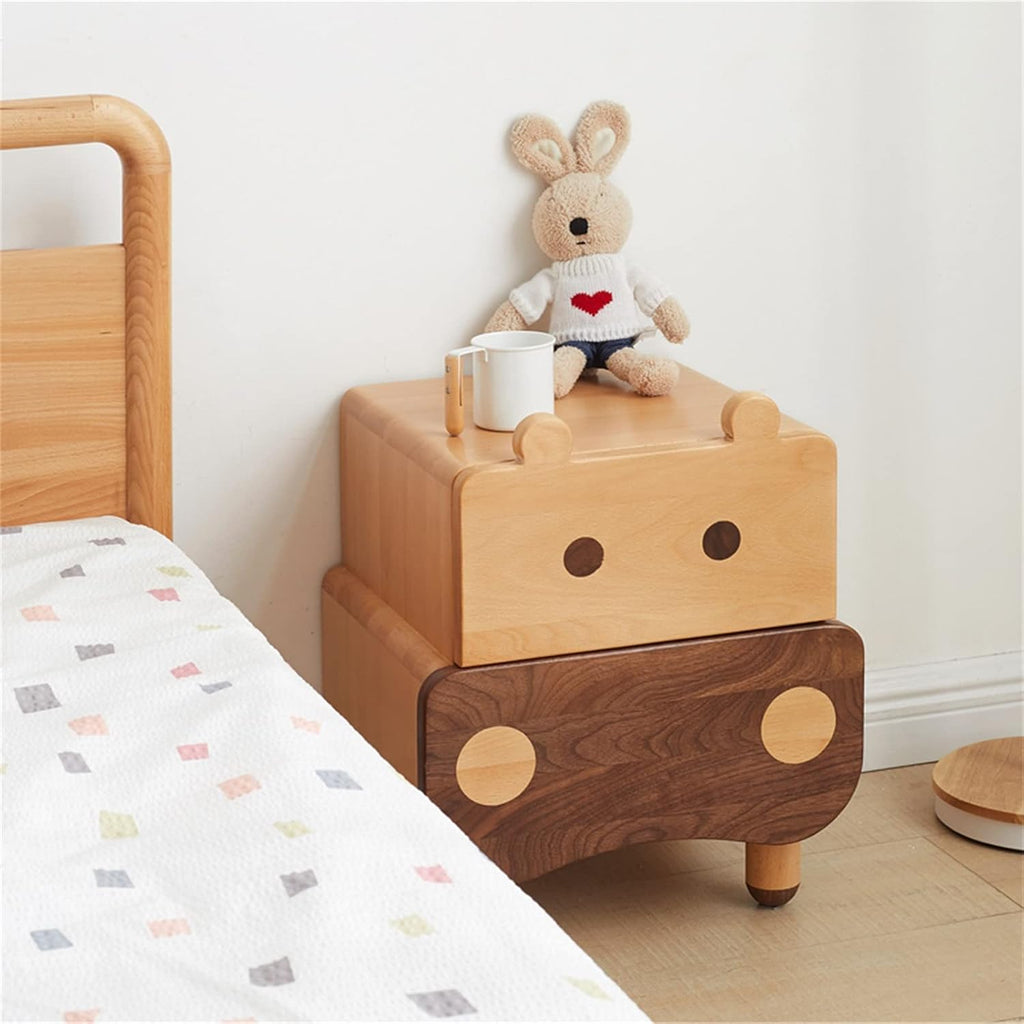 Children'sSolidWoodBedsideTable,SimpleAndModernNightstandForBedroom,CreativityBoyGirlBedsideCabinet2Drawer,BedroomLivingRoomStorageUnit40X35X48.7CM Needed