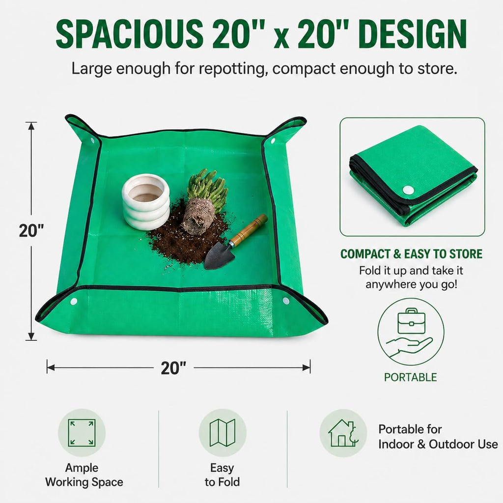 Thickened Waterproof Reusable Garden Mat, 20"X20" Plant Repotting Pad for Soil Changing, Indoor Outdoor Planting, Mess-Free Transplanting Tray, Gardening Gifts for Plant Lovers