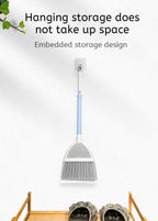 Small Broom and Dustpan Set, Household Mini Broom and Dustpan Set, Mini Broom and Cleaning Set Suitable for Various Small Areas (White)