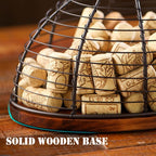 Wine Cork Holder Decorative Wine Stopper Container Wine Cork Storage with Wooden Bottom Cork Collector Basket Kitchen Decor for Wine Lover Gift (Rustic Bronze)