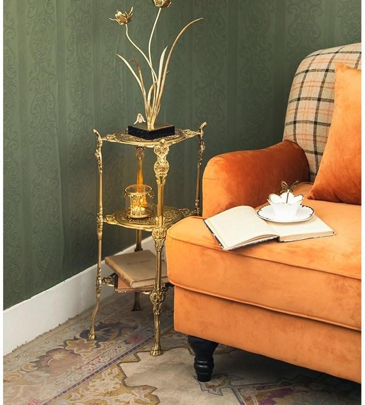 Nordic Home Living Room Metal Floor Rack Multi-Layer Hollow Shape Storage Light Luxury Side Table