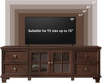 SAVOR LIFE Farmhouse TV Stand and Coffee Table Set 4, Rustic Wood Living Room Table Set with TV Console, Center Table, End Table Set of 2 for Living Room, Walnut