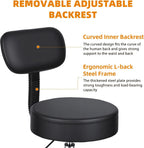 Height Adjustable Drafting Stool with Backrest, Tall Office Faux Leather Chair with Footrest Ring, Heavy Duty Rolling Swivel Stool 250lbs Capacity for Standing Desk, Salon, Bar, Studio Black