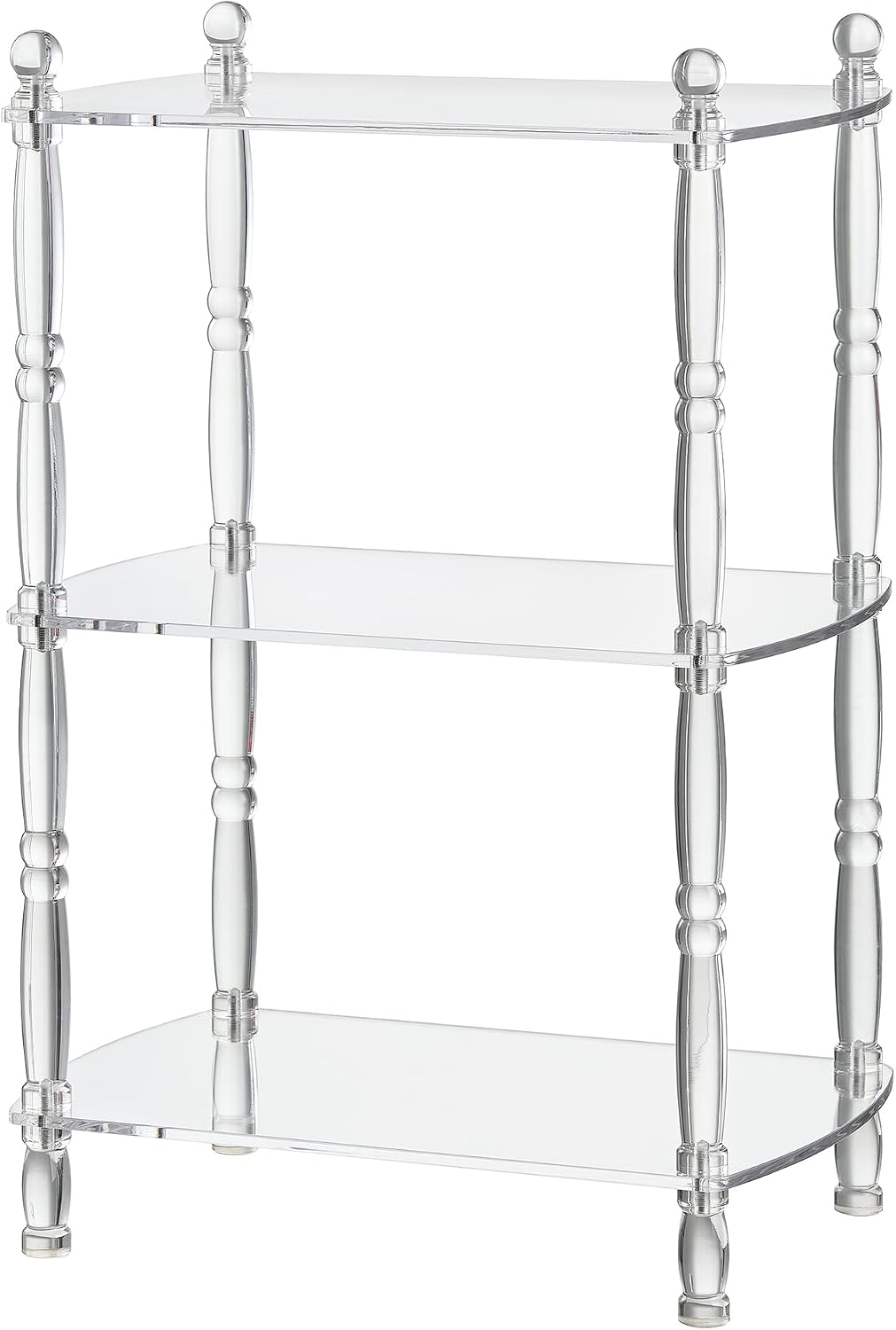 3 Tier Clear Acrylic Table, Accent Furniture for Living Room, Bedroom Clear Nightstand Side End Tables 12" D x 19" W x 28" H