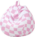 VitalCozy Bean Bag Chair for Teens (No Filler) Stuffed Animal Storage Bean Bag Chair Cover Polyester Stuffable for Kids Plush Toys Clothes Home Supplies(Pink Plaid)