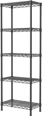 SINGAYE Metal Shelves Wire Shelving：Storage Rack Standing Units Shelf for Kitchen Laundry Bathroom Closet Organizers Pantry Narrow Mesh Adjustable 10" D x 16" W x 55" H Black