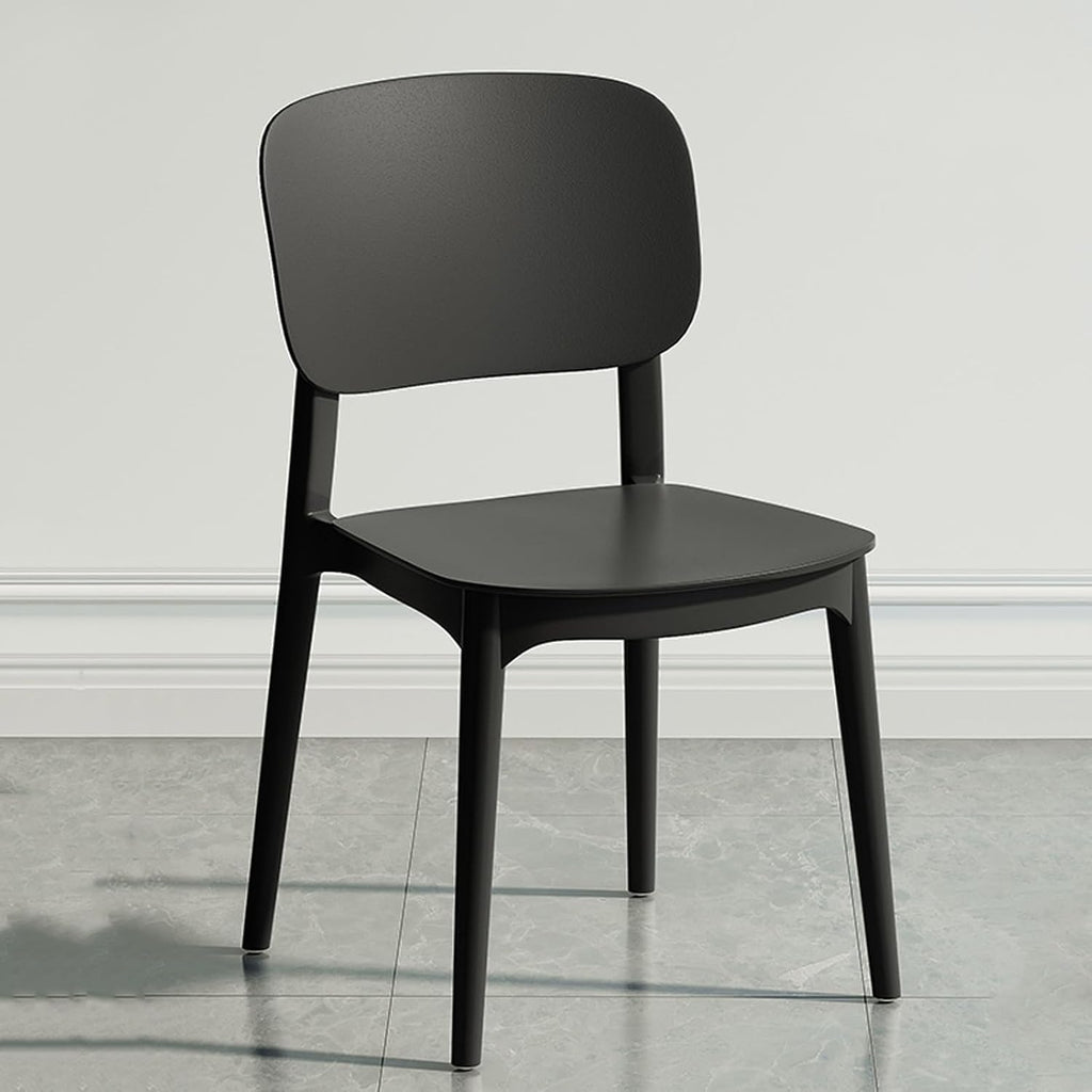 Plastic Stacking Chairs -Ergonomic Dining Stool Khaki-One-Piece Chairs,Sturdy, Seamless,Armless,high Back Support（1 Piece）(Black)