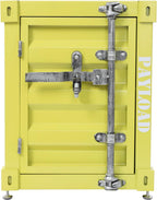 Industrial Wind Bedside Table, End Tables, Container Style Locker Wrought, Tinplate Bilayer Side Table, Metal Locker Nightstand with Combination Lock for Bedroom, Living Room, Office - Yellow