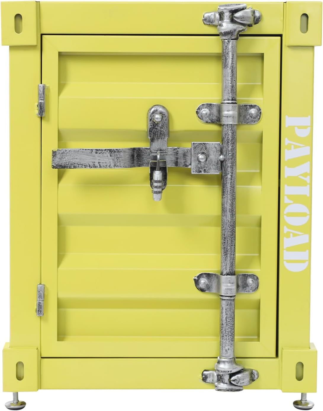 Industrial Wind Bedside Table, End Tables, Container Style Locker Wrought, Tinplate Bilayer Side Table, Metal Locker Nightstand with Combination Lock for Bedroom, Living Room, Office - Yellow