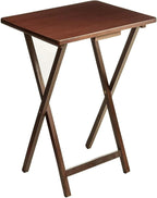 Folding TV Tray Table, Rubberwood, Walnut, 19" x 14.5" x 26", Indoor, 1 Piece