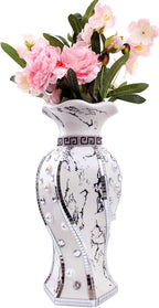 Modern Decorative Vase,Silver Flower Vase for Home Decor with Rhinestone,30 cm Luxury Ceramic Vase for Centerpiece,Living Room,Bedroom,Large Flower Vase