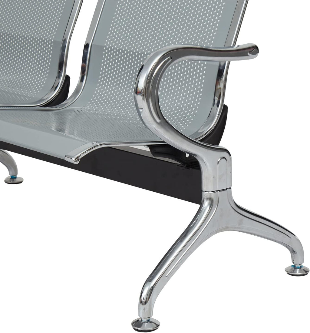 ide·o Airport Business Reception Hospital Chairs - Waiting Room Chair with Mesh Arms Reception Guest Chair for Salon Business Office Airport Hospital Bank Conference Room (2-Seat, Sliver-Mesh)