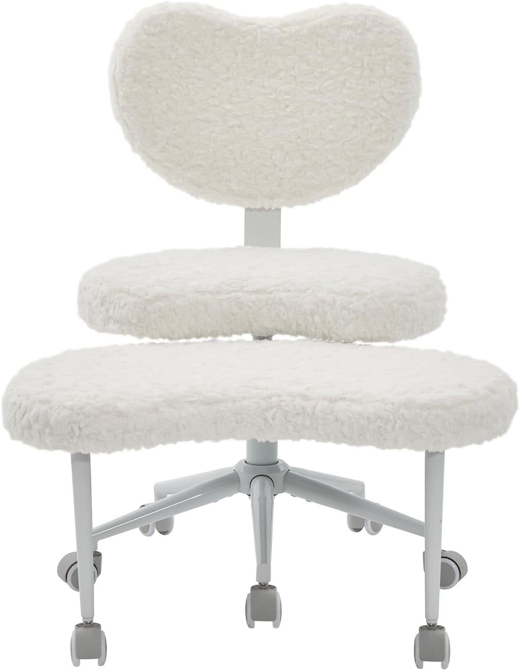 Artificial Rabbit Hair Meditation Chair Plus, Cross Legged Chair with Wheels, ADHD Chair, Criss Cross Desk Chair with Lumbar Support and Adjustable Stool, Flexible Design for Fidgety Sitters, Beige