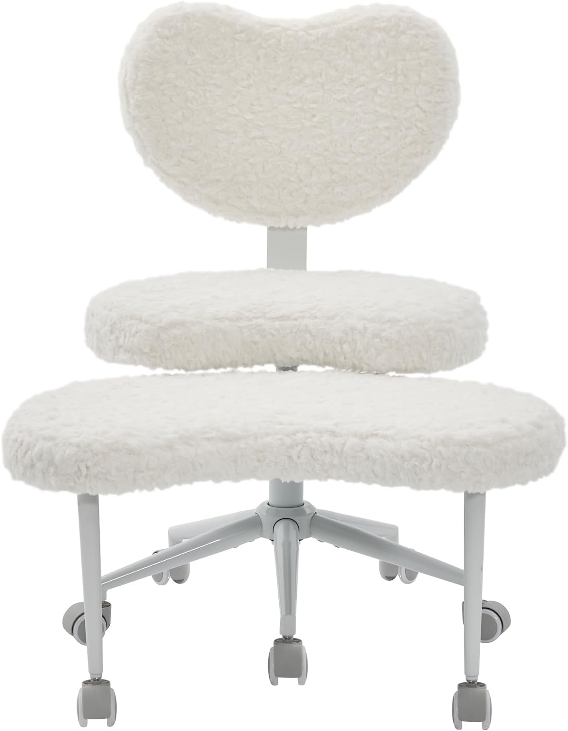 Artificial Rabbit Hair Meditation Chair Plus, Cross Legged Chair with Wheels, ADHD Chair, Criss Cross Desk Chair with Lumbar Support and Adjustable Stool, Flexible Design for Fidgety Sitters, Beige