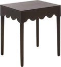 SAFAVIEH Home Collection – Neha Dark Chocolate Brown Solid Wood Frame Accent Table, Scalloped Edge Design (ACC5743A)