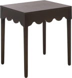 SAFAVIEH Home Collection – Neha Dark Chocolate Brown Solid Wood Frame Accent Table, Scalloped Edge Design (ACC5743A)