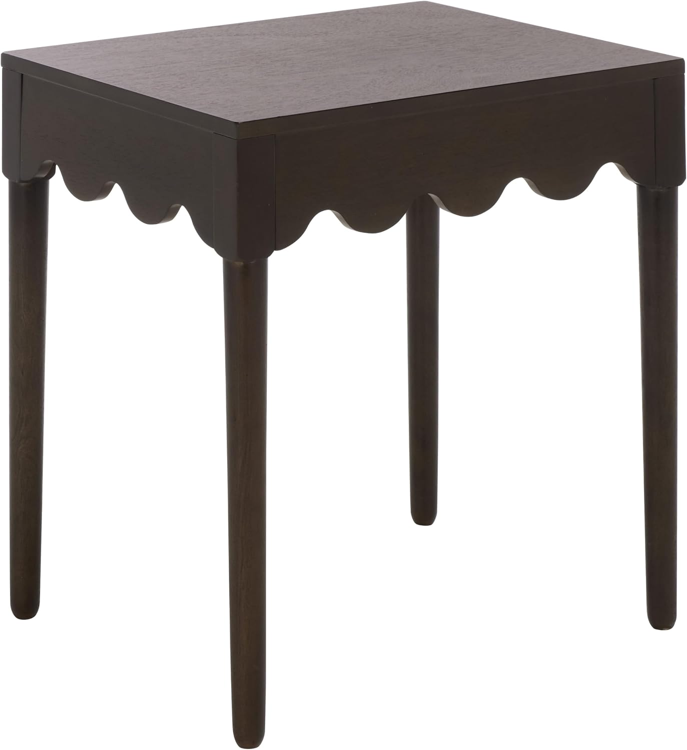 SAFAVIEH Home Collection – Neha Dark Chocolate Brown Solid Wood Frame Accent Table, Scalloped Edge Design (ACC5743A)