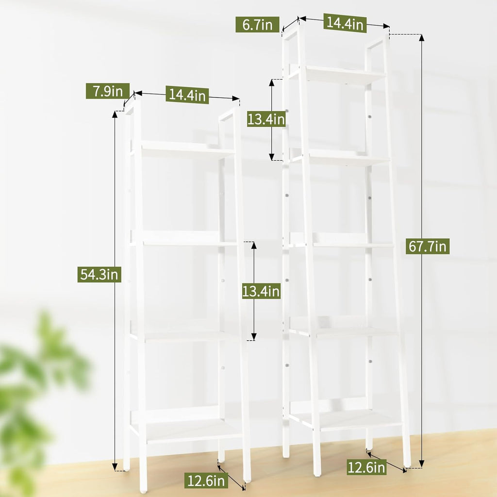 Yoobure Ladder Shelf, 5 Tier Tall Ladder Bookshelf Corner Shelf, Industrial Book Shelf Ladder Bookcase Narrow, Standing Storage Shelves Display Shelf for Bedroom Living Room Office Kitchen Bathroom