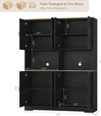 HOSTACK 71" Tall Pantry Cabinet, 55" Wide Kitchen Pantry Storage Cabinet, Large Kitchen Hutch with 2 Microwave Stands, Farmhouse Coffee Bar Station with Doors and Shelves for Dining Room, Black