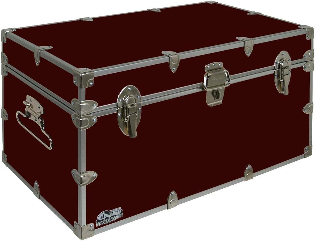 C&N Footlockers - Large Undergrad Storage Trunk - Made in the USA - Only STEEL Footlocker on Amazon - Durable Chest with Lid Stay - 32 x 18 x 16.5 Inches (Maroon)