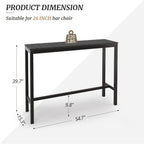 Cozyman Outdoor Bar Table, 55" Patio Bar Height Counter Console Table, Black Waterproof HDPS Slatted Top and Bronze Leg, Weather Resistant, Hot Tub, Balcony, Yard, Indoor or Outdoor Use
