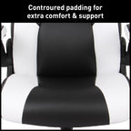 Realspace RS Gaming™ RGX Faux Leather High-Back Gaming Office Chair, Black/White, BIFMA Compliant