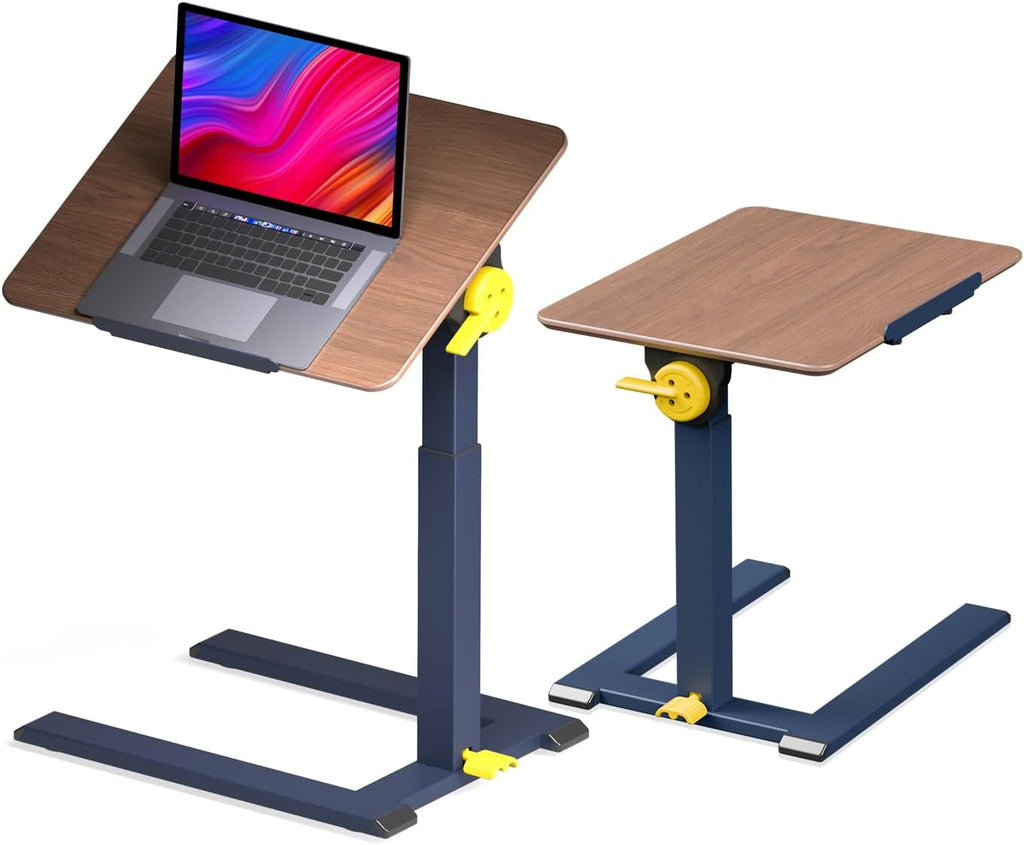 alawooder Rolling End Table, 100% Solid Wood Side Table (20.6" W x 15.7" D), Height Adjustable from 19.8" to 29.7", C Table that Slides Under Couch, Mobile Laptop Desk with Ergonomic Tilt Top