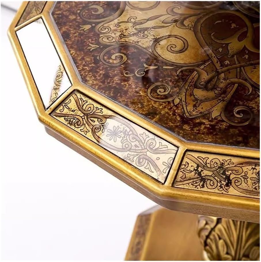 Vintage Country Style Side Table Hand Painted Art Carvings Dodecagonal Coffee Sofa Accent Small Side Table
