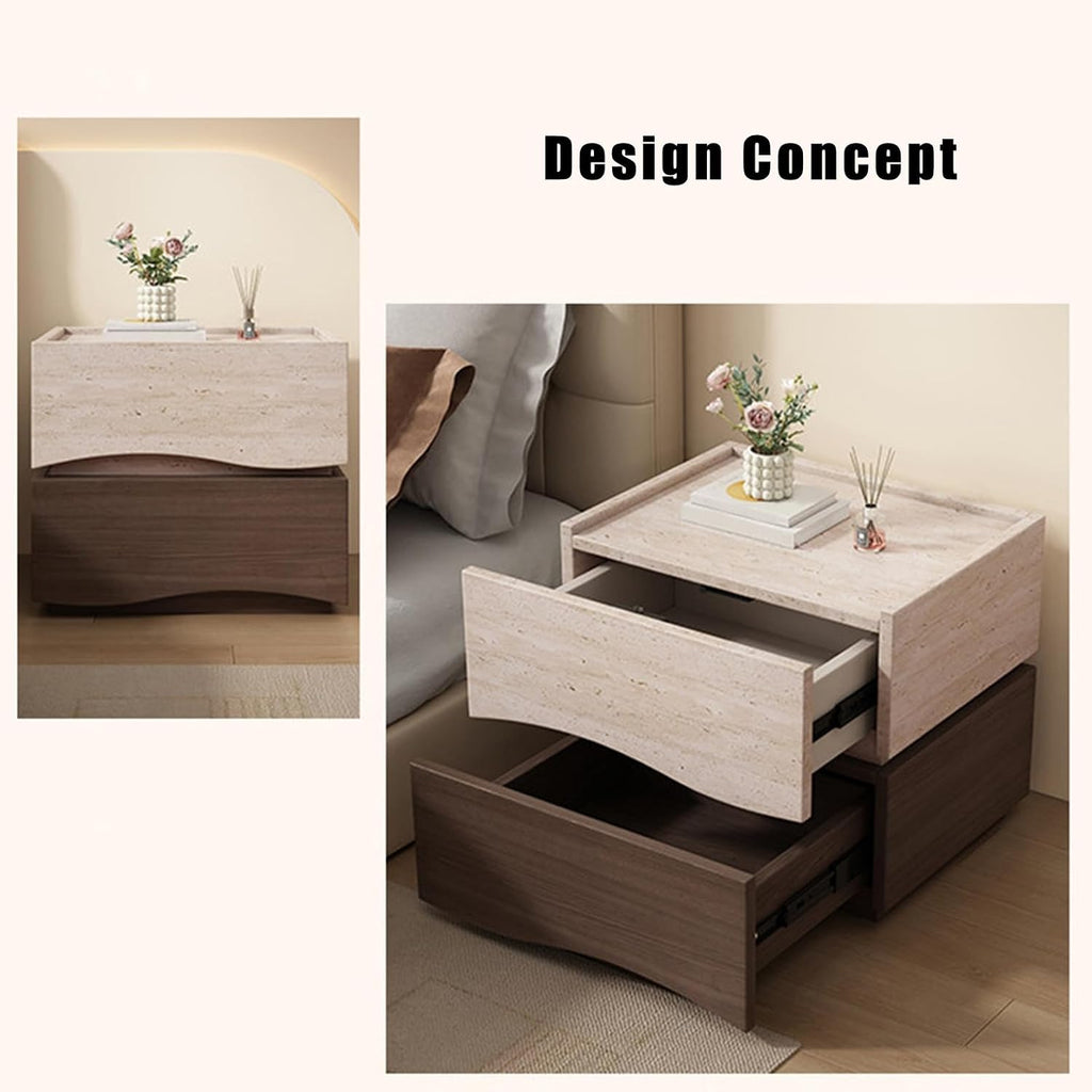 Bed end Table with Drawer, Smart Nightstand Table with Locks, Side end Bedside Table, Solid Wood Bedside Table, Suitable for Bedrooms, Living Rooms, and Offices(Khaki-A,19.6 * 15.7 * 18.1in)