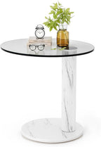 Recaceik Glass End Table, 22-Inch Round Glass Coffee Table, Modern Round Tempered Table for Small Spaces, Living Room, Bedroom