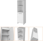 White Engineered Wood Pantry Cabinet, 4 Shelves, Single Door, Soft Close Hinges - 15.74" L x 17.71" W Kitchen Storage Solution