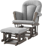 Child Craft Cozy Glider Rocker and Ottoman Set, Smooth Quiet Gliding Motion, Padded Cushion with Convenient Storage Pockets, Solid Wood Base & Frame (Dapper Gray with Light Gray Cushion)