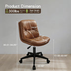 Office Chair, Ergonomic Desk Chair with Padded Cushion & Backrest, Adjustable Height & 360° Swivel, Armless Task Chair for Home Office, Computer Desk & Vanity Brown 1